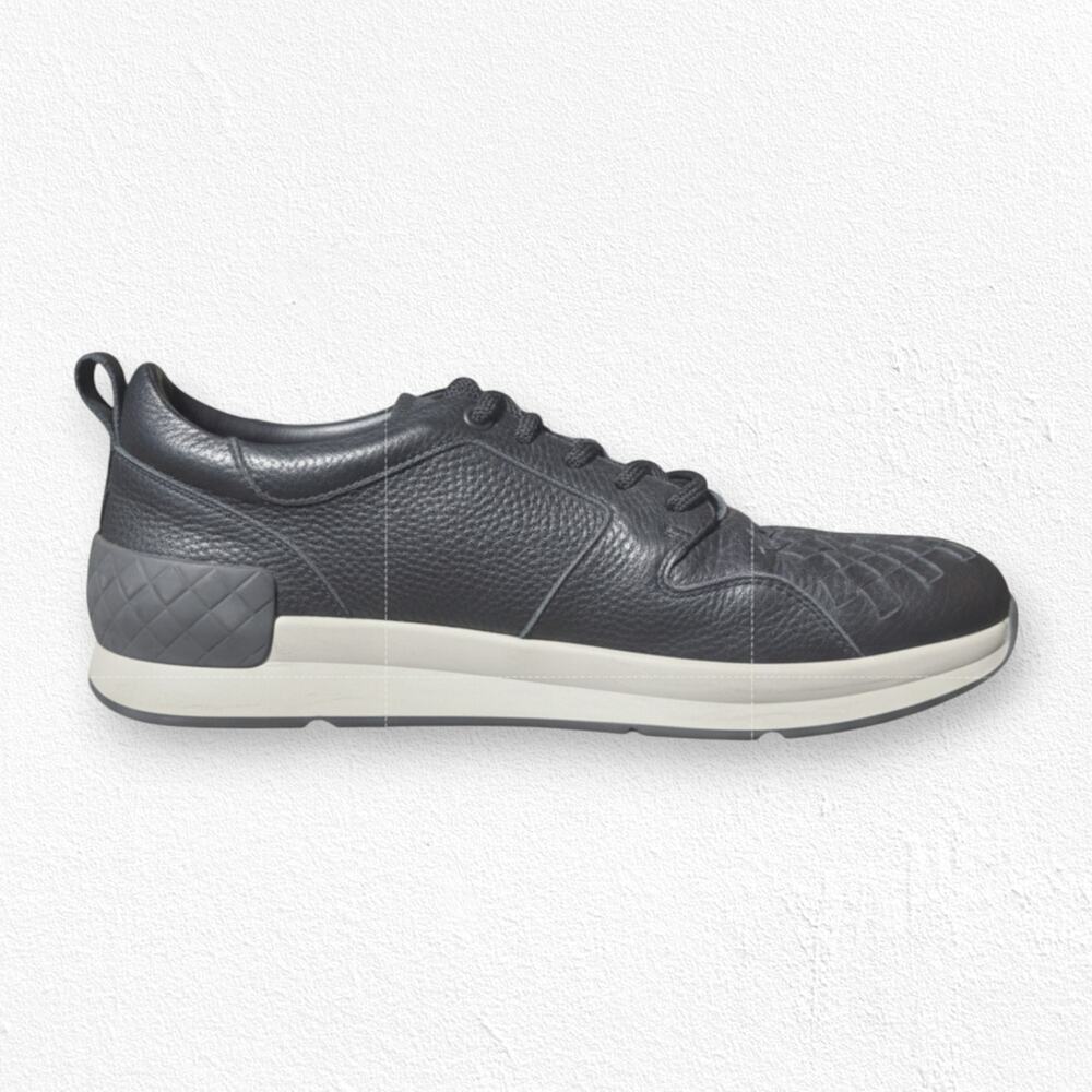 Bottega Veneta Black Intrecciato Leather Low Top Sneakers Mens EU 41.5 US 8.5–9